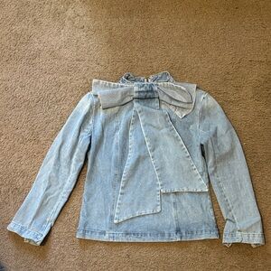 Light Blue Denim Jacket with Bow